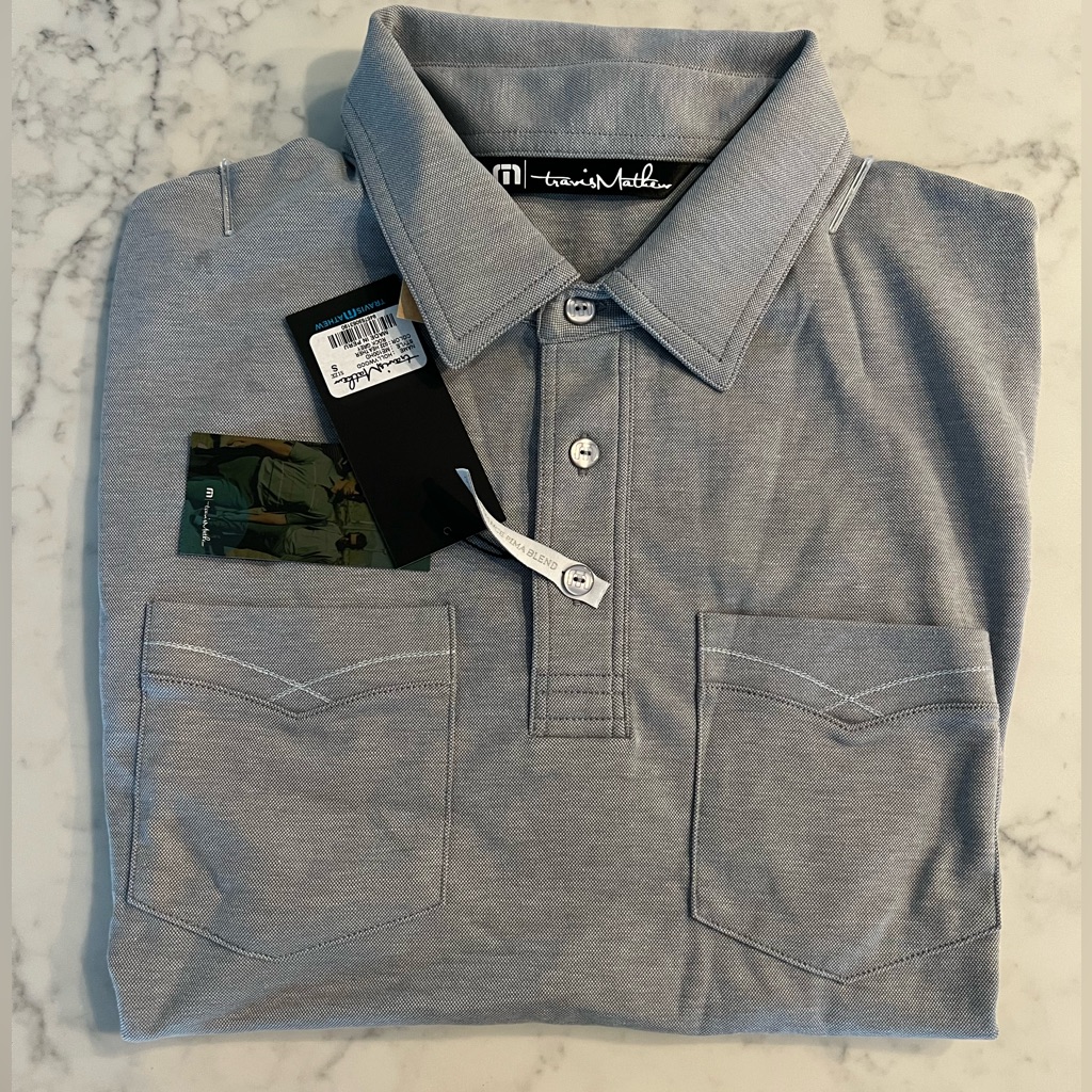 New Travis Mathew Hollywood Polo Grey Golf Performance Pima Shirt Small $94